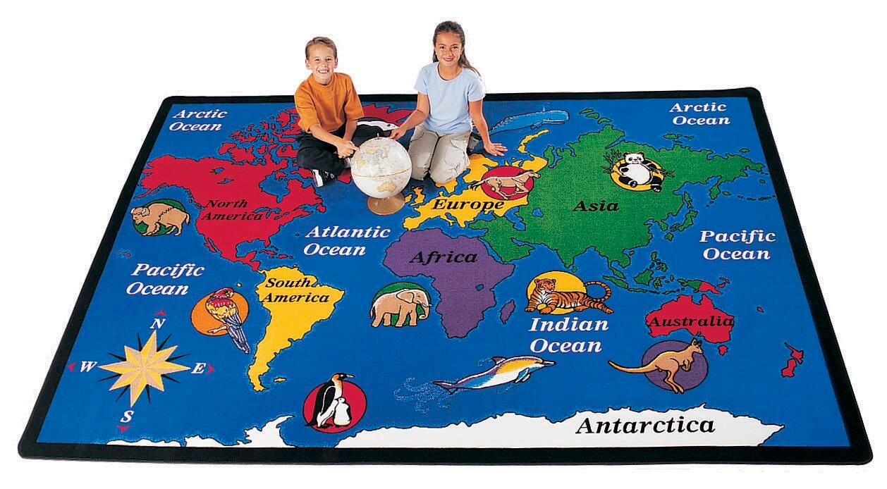 Carpets for Kids World Explorer Rug, 8 Feet 4 Inches x 11 Feet 8 Inches, Rectangle, Multicolored, Item Number 509375
